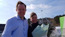 Porsgrunns ordfører Robin Kåss og daglig leder i Renovasjonen i Grenland Anne-Berit Steinseth.